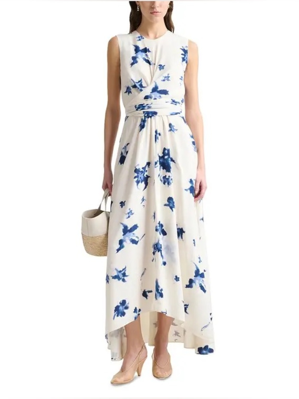 Altuzarra Penny Floral Silk High-Low Dress in Berry Blue Flowers Size 6 NWT